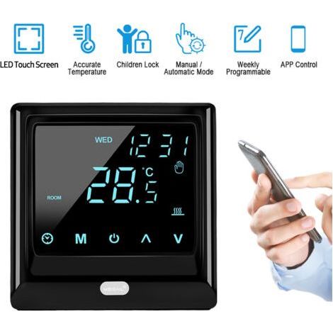 16A Wi-Fi Smart Thermostat Digital Temperature Controller APP Remote Control Weekly Circulation Programmable Electric Floor Heating with Large LED Touch Screen for Home, (1/5)