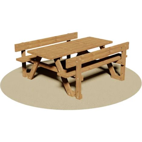 Tavolo Week-end 514 Giochipark legno pino panche con spalliera cm190x180x80h