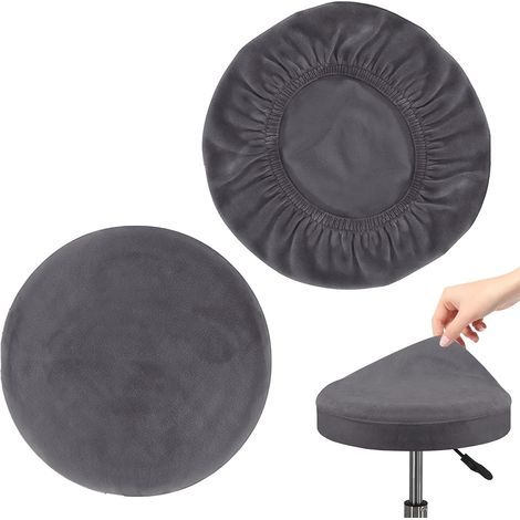2 Pièces Housse Tabouret Rond, Extensible 30-36 cm, Polyester Durable, Lavable Infroissable, Pour Chaise Bar Bureau Salon (1/5)