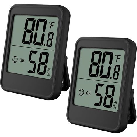 Thermomètre et hygromètre d'intérieur & hygromètre électronique – Mini station météo – Affichage Celsius/Fahrenheit – Lot de 2 (1/5)