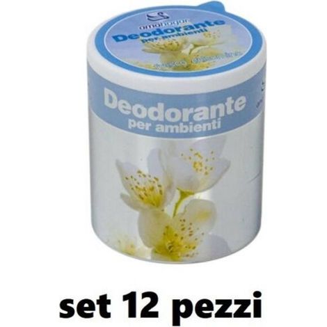 TRADE SHOP - Set 12 Deodoranti Barattolo Profumo Ambiente Assorbi Odori Fragranza Gelsomino -