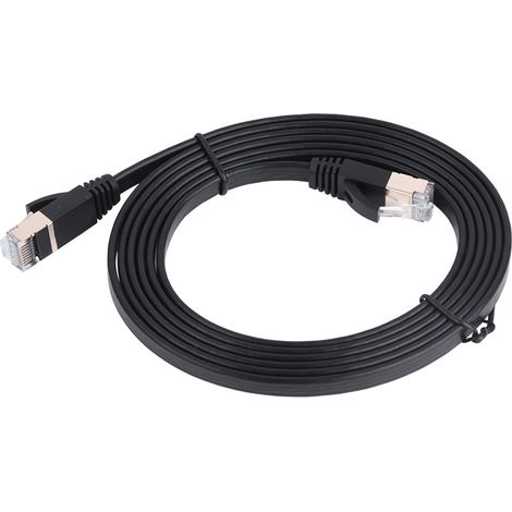 Câble Ethernet Plat CAT7 Blindé 600MHz 1.8m pour Réseau LAN RJ45 (1/3)