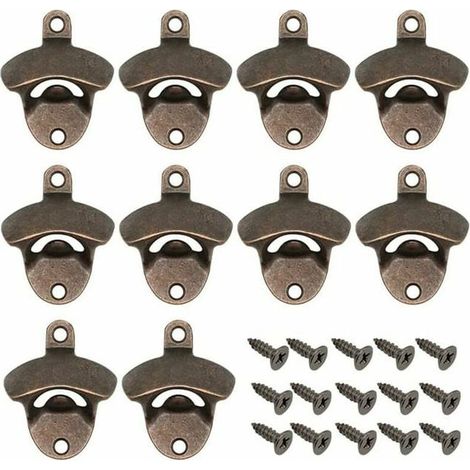 Set di 10 apribottiglie vintage in bronzo da parete con 20 viti abbinate per bar, cucina, accessori per la casa (1/5)