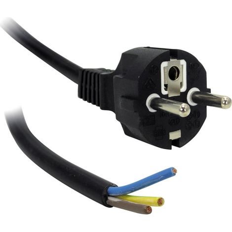 Cordon électrique noir 31.5mm - Terre + dénudé - 2 mètres