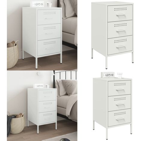 Table de chevet blanc 36x39x68 cm acier - Table De Chevet Industrielle - Meuble De Chambre - Table De Nuit Blanche - Rangement Tiroir - Design Moderne - Home & Living (1/5)