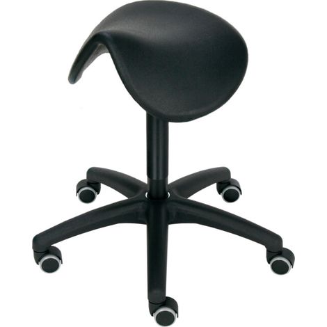 STIER Tabouret de selle multiaxial siège PU 490-680 mm piétement Ø630 avec roulettes (1/2)