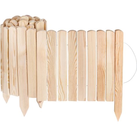 Creative Home Rasenkante Beeteinfassung Holz 200 x 40 cm Flexibler Rollborder Braun