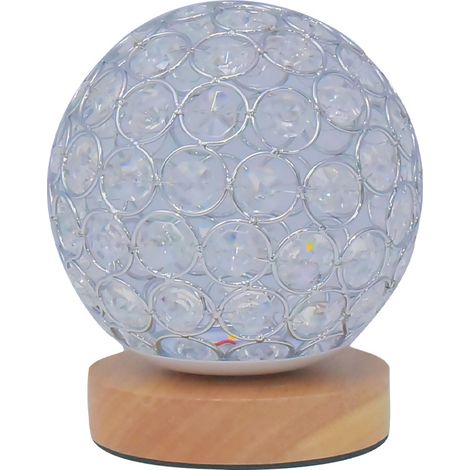 Lampe de table en cristal, lampe de chevet décorative en cristal pour la chambre à coucher, le salon, la chambre d'amis, argenté (1/5)