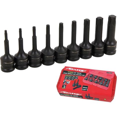 Neilsen 9pc Impact Torx Bit Sockets Set 1/2" Drive Impact Star T20 - T70 (1/2)