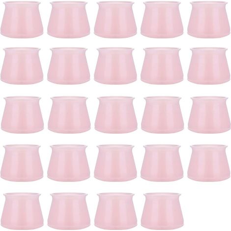 Lot de 24 protections rondes en silicone pour pieds de table et de chaise - Rose (1/5)