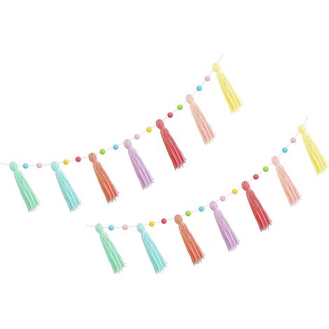 Guirlande de Pampilles Boho en Corde de Coton, Option de Cadeau Charmante pour Décoration de Mariage et d'anniversaire (Multicolore) (1/5)