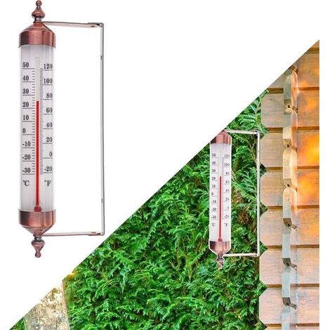 Thermomètre d'extérieur avec jauge, effet bronze – Élégant thermomètre de jardin pour extérieur adapté pour la température extérieure, serre, garage, facile à accrocher (1/5)