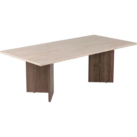 Table basse en bois "Sabin" - 119 x 60 x 40 cm - Travertin (1/4)