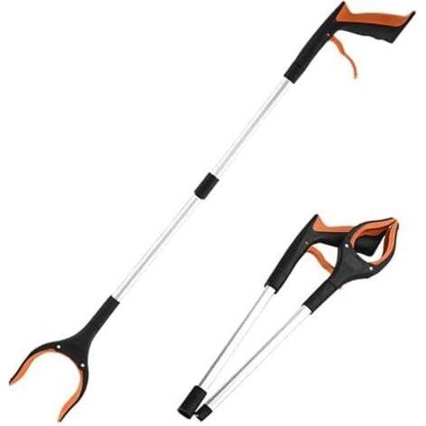 Pince de préhension robuste – ramassage pliable Outil poubelles extensible 83 cm Bâton ergonomique pour personnes âgées Aide à la mobilité Orange - (1/5)