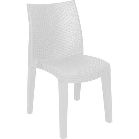 Chaise d'extérieur Trieste, Siège de jardin, Chaise pour table à manger, Fauteuil d'extérieur effet rotin, 48x55h86 cm, Blanc (1/3)