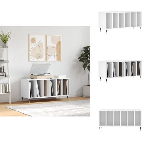 Armoire à disques blanc 100x38x48 cm bois d'ingénierie - Meuble À Disques - Armoire À Vinyle - Rangement Disque Vinyle - Étagère Musique - Support Tournivelle (1/5)