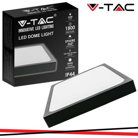 24W LED DOME LIGHT QUADRATO CORNICE NERA 6500K IP44 - Luce FREDDA (1/8)