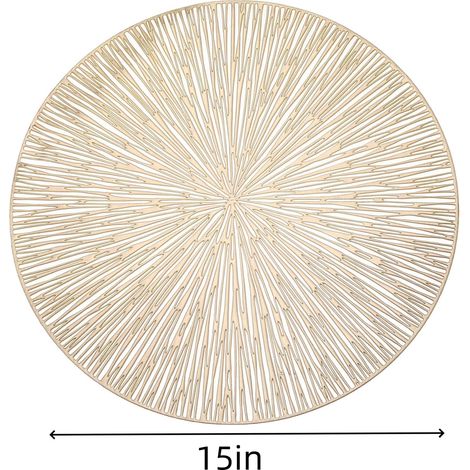 Lot de 4 sets de table ronds décoratifs à motif feux d'artifice, sets de table ajourés en PVC, résistants à la chaleur et antidérapants pour la maison et la cuisine (doré) (1/3)