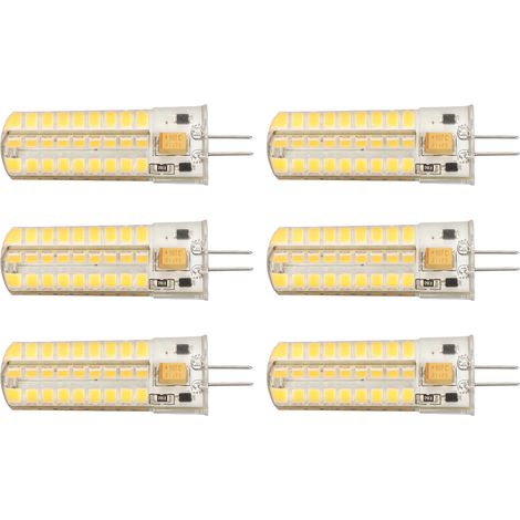 6er-Pack G4-LED-Lampen, 700 lm, 7 W, 72 LEDs, 360°-Beleuchtung, Silikongehäuse, für Decken- oder Wandleuchten, 12 V AC/DC, warmweiß (1/5)