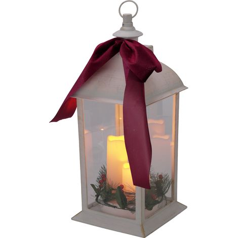 Weihnachtlicher Leuchtturm mit 3 LED-Kerzen und Timer, 20 x 20 x 49 cm (1/5)