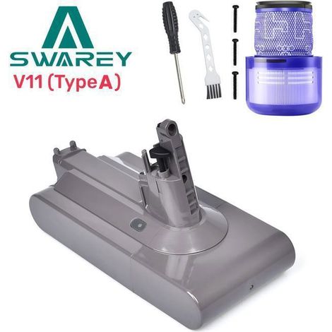 Bloc-batterie pour Dyson V11 avec une batterie de 6000 mAh, compatible avec les batteries lithium-ion SV14, 25,2 V, comprend un filtre, une brosse de nettoyage et un tournevis.