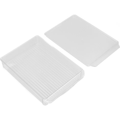 Lot de boîtes de rangement transparentes pour réfrigérateur, couvercles inclus, empilables, pour fruits, légumes et aliments, modèle large et bas, qualité alimentaire. (1/5)