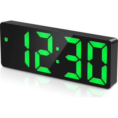 Ynkkvre – Digitaler Wecker – Großes Display mit Anzeige von Uhrzeit, Datum und Temperatur – USB- und Batteriebetrieb, Wecker mit Schlummerfunktion, Sprachsteuerung (1/5)