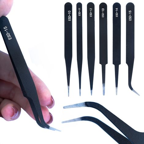 Set di 6 pinzette di precisione