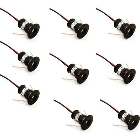 Set di 9 mini faretti LED da incasso a soffitto 12V 1W neri per cucina, scale, ripostiglio, corridoio, illuminazione fai da te, bianco caldo, bianco freddo, vetrine, armadi, piccoli soffitti, IP65, 30 (1/4)