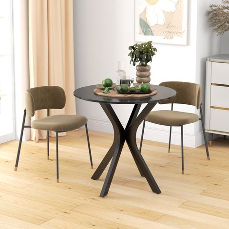 Table à manger, table de cuisine, table ronde, design moderne, 78 cm x 78 cm x 75 cm, noire (1/5)