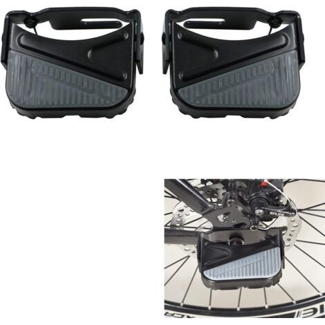 Pedal trasero para bicicleta - Pedal plegable - Reposapiés - Bicicleta de montaña - Accesorios para bicicleta - Pedal - Reposapiés universal - Extensión del eje del reposapiés - Negro - 1 par - 9,1 x 