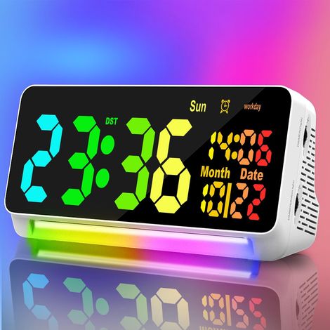 LED-Lichtwecker, RGB-Farben, Kinderwecker mit Nachtlicht, Digitalwecker mit Wochentag und Datum, 15 Wecktöne, 2 Weckmodi, einstellbare Helligkeit und Lautstärke, Schlummerfunktion, 12/24-Stunden-Anzei (1/5)