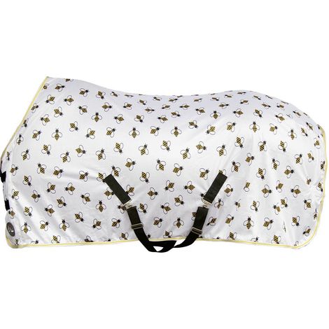 105 cm, 1243 bianco e giallo: Couverture en cuir de vache modèle Bee avec sangles croisées et anneau en D (1/4)