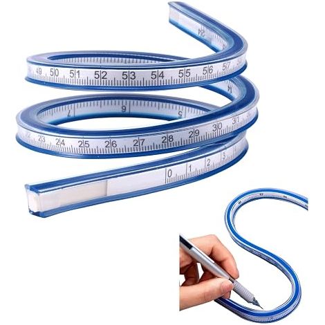 60 cm Nählineal, Schneidelineal, Schneiderbedarf, biegsam, flexibel, faltbar, metrische Kurvenschablone, Kurvenlineal zum Nähen, Bekleidungsdesign, Messwerkzeug (1/5)