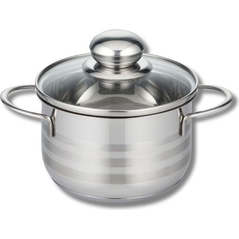Faitout Inox Induction sans PFAS avec Couvercle Verre 14 cm (1/5)