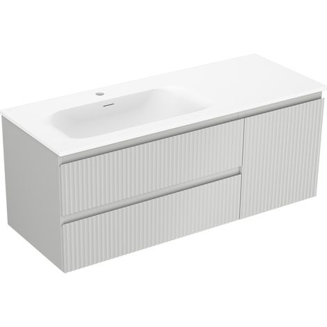 Mexen Rivel mobiletto da bagno 120 cm con lavabo Vela sinistro, 2S, 1D, scanalato, grigio opaco/bianco opaco - 91A23-12047-3-BBF (1/5)