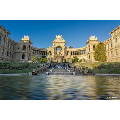 Tableau sur toile fontaine Longchamp Marseille 30x45 cm - Impression sur Toile Murale Décorative - Image imprimée en HD sur Toile - Toile sur Châssis en Bois FSC - Fabriqué en France