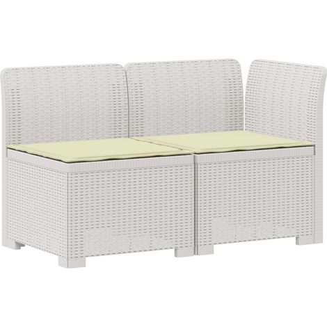 Maison Exclusive - 2-Sitzer Garten-Sofa mit Kissen Rattan-Look PP (1/5)