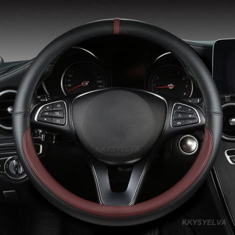 Couvre-Volant - Juste - Forme n noire - Cuir PU - Compatible Captur, Duster, Megane 2-3, Clio Loga (1/4)