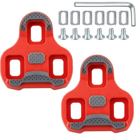 Cales de Vélo pour Look Keo Pédales Vélo Rouge 9° Chaussures Route, Cales de Pédales Compatibles 3 Trous, Antidérapante avec Mémoire Position, Kit Vis avec Rondelles et Clé Allen, Semelle en TPU (1/5)