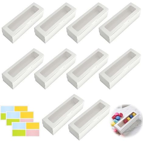 10 Pack Gift Boxes with Window, White Cardboard Packaging Box with Lid, Transparent Box for Wedding, Birthday and DIY Gifts (1/5)
