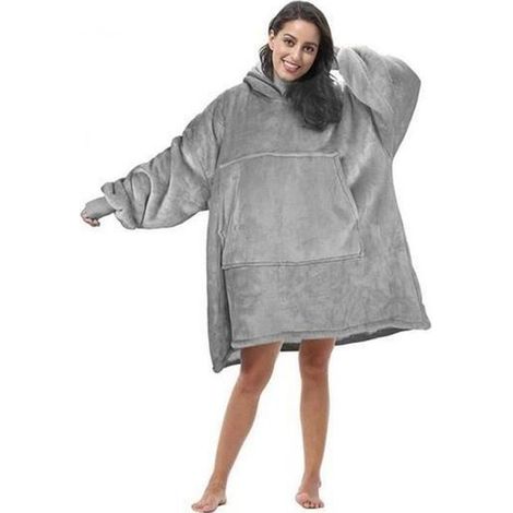 Wearable Robe couvertures Polaire en peluche à manches TV plaids Super Doux chaud confortable Grande Sweat à capuche robes de chambr (1/4)