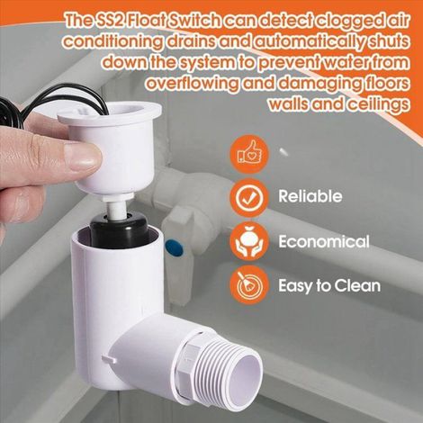 2X Interrupteur à Flotteur SS2 en Forme de L avec Adaptateur de 3/4 Pouce et Fil de 6 Pieds Interrupteur à Flotteur D'Eau pour Bac (1/5)