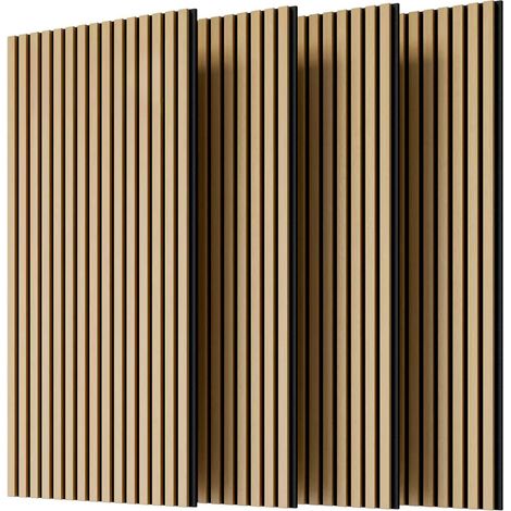 Paneles acústicos de listones 120/60 cm, lote de 4 en roble blanco para pared y techo (1/5)