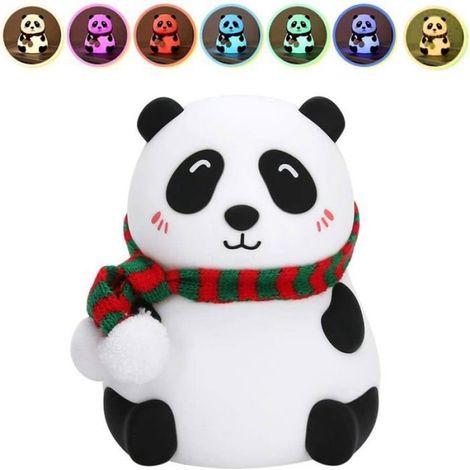 Veilleuse Panda - En Silicone - LED 7 Couleurs - Pour Chambre D Enfant Et De Bébé - 106 X 112 X 136 Mm - 1,5 W - Avec Câble USB (1/5)