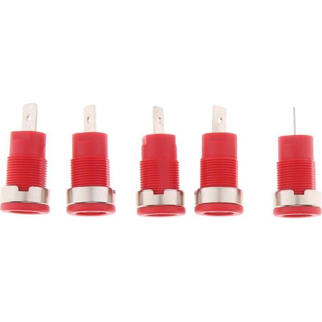 5pcs 4mm Fiche Banane Prise De Sécurité Montage Sur Panneau Prise De Borne De Liaison 32A Rouge (1/5)