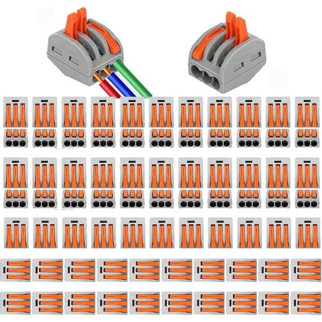Connecteurs de fil compacts 75 pièces, blocs de connecteurs électriques, connecteur electrique, 75 pièces 3 ports (1/5)