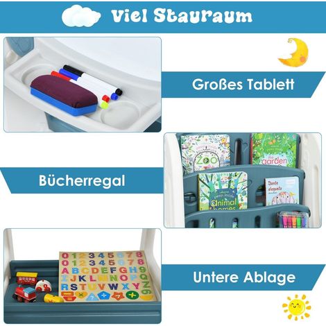 Lavagna magnetica bifacciale per bambini 2 in 1 blu