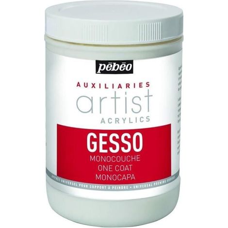Apprêt - GESSO - 1 Litre - Monocouche - Acryl - Blanc