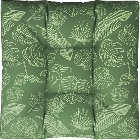 Coussin de palette motif de feuilles 80x80x12 cm tissu (1/5)